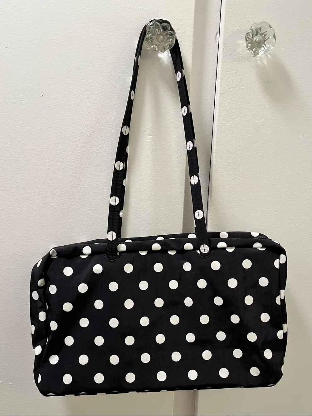UO Exclusive Baggu Medium Bowler Bag B&W Polka Dots
